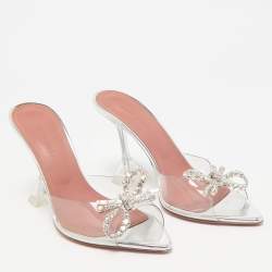 Pre Owned Amina Muaddi Transparent PVC Rosie Slide Sandals Size 38