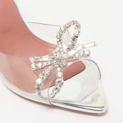 Pre Owned Amina Muaddi Transparent PVC Rosie Slide Sandals Size 38