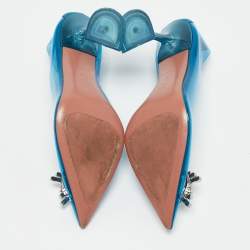 Amina Muaddi Blue PVC and Leather Begum Pumps Size 37
