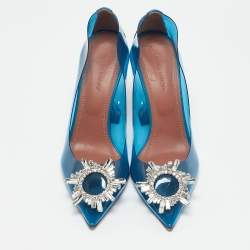 Amina Muaddi Blue PVC and Leather Begum Pumps Size 37