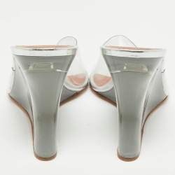 Amina Muaddi Transparent PVC Lupita Wedge Sandals Size 37