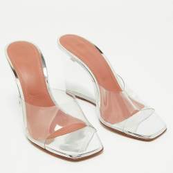 Amina Muaddi Transparent PVC Lupita Wedge Sandals Size 37