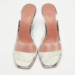 Amina Muaddi Transparent PVC Lupita Wedge Sandals Size 37