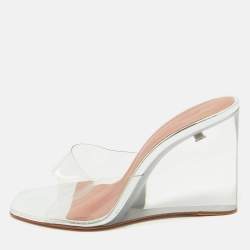 Amina Muaddi Transparent PVC Lupita Wedge Sandals Size 37