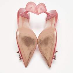 Amina Muaddi Pink PVC Begum Crystal Embellished Pointed Toe Pumps Size 37