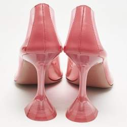 Amina Muaddi Pink PVC Begum Crystal Embellished Pointed Toe Pumps Size 37