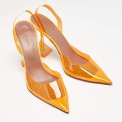 Amina Muaddi Orange PVC Rosie Slingback Pumps Size 41