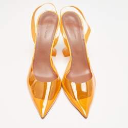 Amina Muaddi Orange PVC Rosie Slingback Pumps Size 41