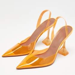 Amina Muaddi Orange PVC Rosie Slingback Pumps Size 41