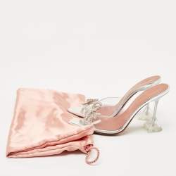 Pre Owned Amina Muaddi Transparent PVC Rosie Slide Sandals Size 38