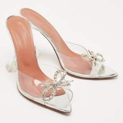 Pre Owned Amina Muaddi Transparent PVC Rosie Slide Sandals Size 38