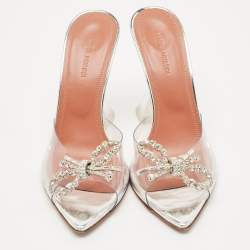 Pre Owned Amina Muaddi Transparent PVC Rosie Slide Sandals Size 38