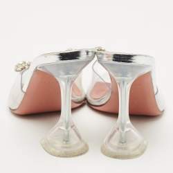 Pre Owned Amina Muaddi Transparent PVC Rosie Slide Sandals Size 38