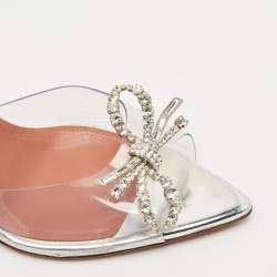 Pre Owned Amina Muaddi Transparent PVC Rosie Slide Sandals Size 38