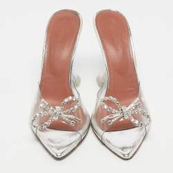 Pre Owned Amina Muaddi Transparent PVC Rosie Slide Sandals Size 41