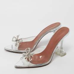Pre Owned Amina Muaddi Transparent PVC Rosie Slide Sandals Size 41