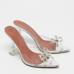 Pre Owned Amina Muaddi Transparent PVC Rosie Slide Sandals Size 41