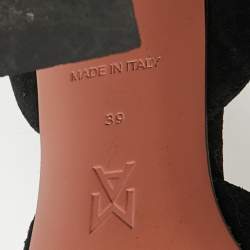 Pre Owned Amina Muaddi Black Suede Begum Crystal-Embellished Slingback Pumps Size 39