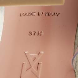 Pre Owned Amina Muaddi Cream/Beige Water Snakes and PVC Zula Sandals Size 37.5