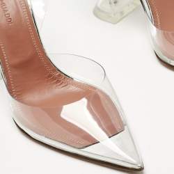 Pre Owned Amina Muaddi Transparent PVC Holli Glass Slingback Pumps Size 35.5