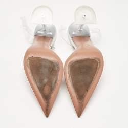 Pre Owned Amina Muaddi Transparent PVC Holli Glass Slingback Pumps Size 35.5