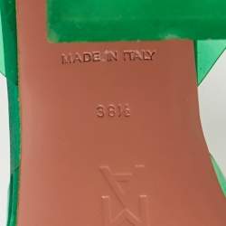 Pre Owned Amina Muaddi Green PVC Begum Crystal-Embellished Slingback Pumps Size 38.5