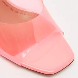 Pre Owned Amina Muaddi Pink PVC Lupita Slide Sandals Size 38