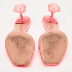 Pre Owned Amina Muaddi Pink PVC Lupita Slide Sandals Size 38