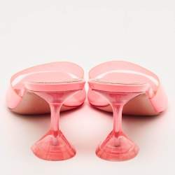 Pre Owned Amina Muaddi Pink PVC Lupita Slide Sandals Size 38
