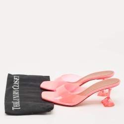 Pre Owned Amina Muaddi Pink PVC Lupita Slide Sandals Size 38