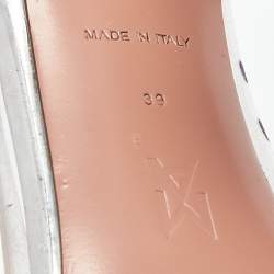 Pre Owned Amina Muaddi Transparent PVC Begum Crystal Embellished Pointed Toe Pumps Size 39