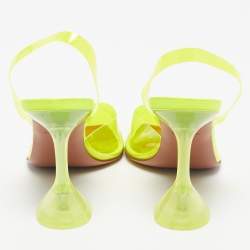 Pre Owned Amina Muaddi Neon Yellow PVC Holli Glass Slingback Pumps Size 38