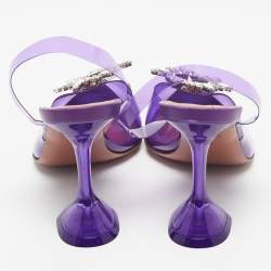 Pre Owned Amina Muaddi Purple PVC Begum Slingback Pumps Size 39.5