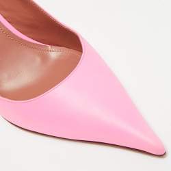 Pre Owned Amina Muaddi Pink Leather Sharon Pumps Size 39
