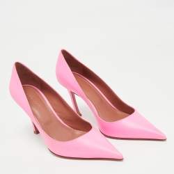 Pre Owned Amina Muaddi Pink Leather Sharon Pumps Size 39