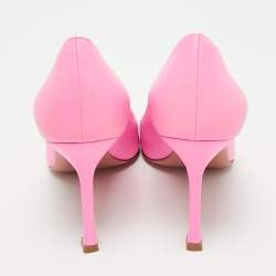 Pre Owned Amina Muaddi Pink Leather Sharon Pumps Size 39