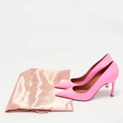 Pre Owned Amina Muaddi Pink Leather Sharon Pumps Size 39