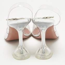 Pre Owned Amina Muaddi Transparent PVC Begum Slingback Pumps Size 36.5