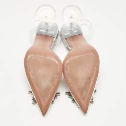 Pre Owned Amina Muaddi Transparent PVC Begum Slingback Pumps Size 36.5