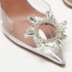 Pre Owned Amina Muaddi Transparent PVC Begum Slingback Pumps Size 36.5
