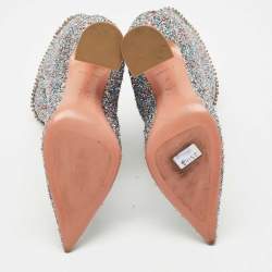 Pre Owned Amina Muaddi Multicolor Fabric and Glitter MIA MARTINI Ankle Length Boots Size 35