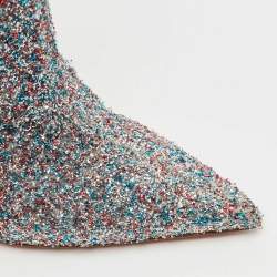 Pre Owned Amina Muaddi Multicolor Fabric and Glitter MIA MARTINI Ankle Length Boots Size 35