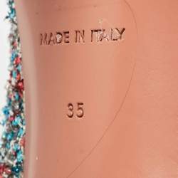 Pre Owned Amina Muaddi Multicolor Fabric and Glitter MIA MARTINI Ankle Length Boots Size 35