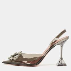 Pre Owned Amina Muaddi Transparent PVC Begum Slingback Pumps Size 41