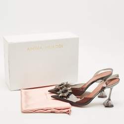 Pre Owned Amina Muaddi Transparent PVC Begum Slingback Pumps Size 41