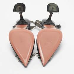 Pre Owned Amina Muaddi Black PVC Begum Slingback Pumps Size 41