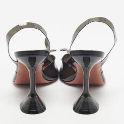 Pre Owned Amina Muaddi Black PVC Begum Slingback Pumps Size 41