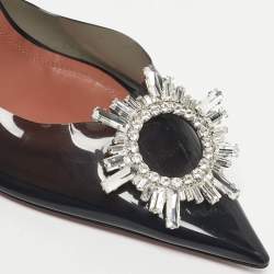 Pre Owned Amina Muaddi Black PVC Begum Slingback Pumps Size 41