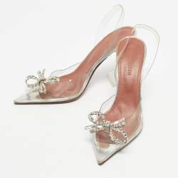 Pre Owned Amina Muaddi Transparent PVC Rosie Pumps Size 35.5