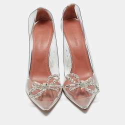 Pre Owned Amina Muaddi Transparent PVC Rosie Pumps Size 37